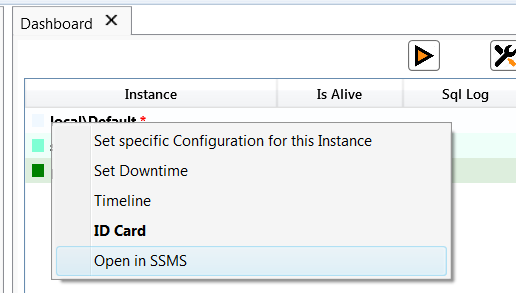 OpenI n SSMS From Dashboard