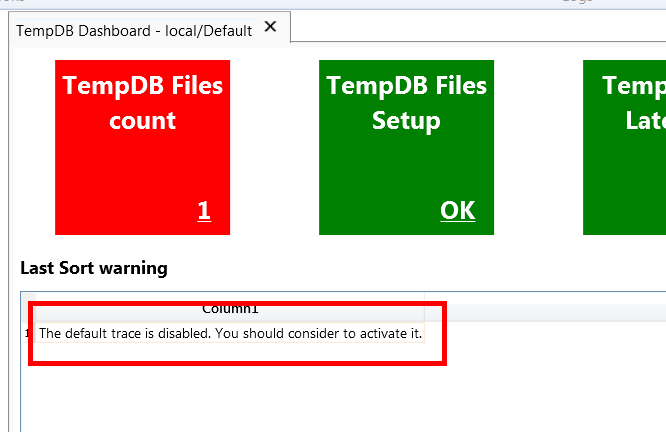 TempDB Disabled Default Trace